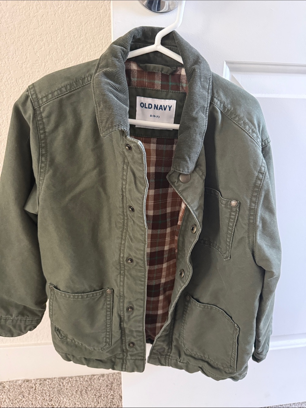 Old Navy Olive Green Kids Jacket with Corduroy Collar